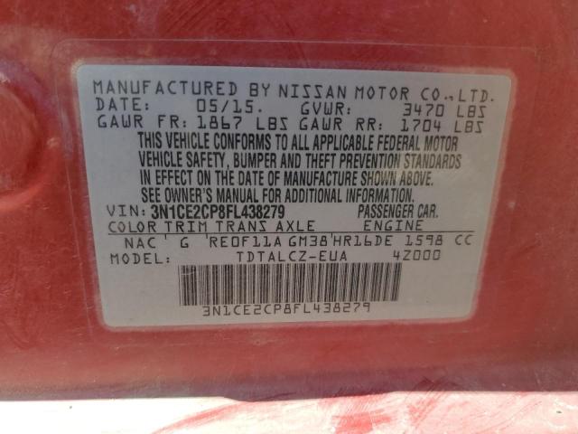 3N1CE2CP8FL438279 Nissan Versa Note S