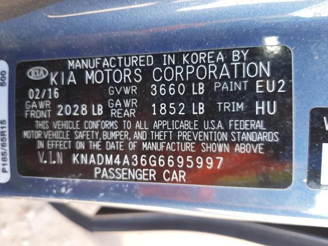 KNADM4A36G6695997 KIA RIO LX