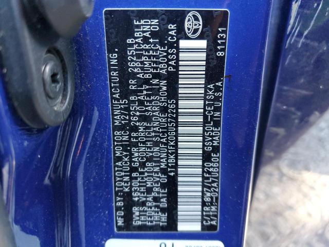 2016 TOYOTA CAMRY XSE - 4T1BK1FK0GU572265