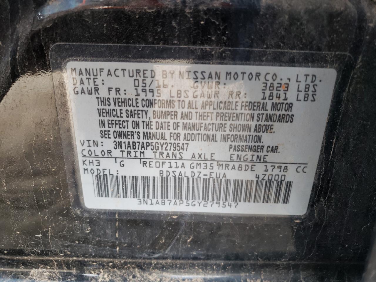 3N1AB7AP5GY279547 NISSAN SENTRA 2016