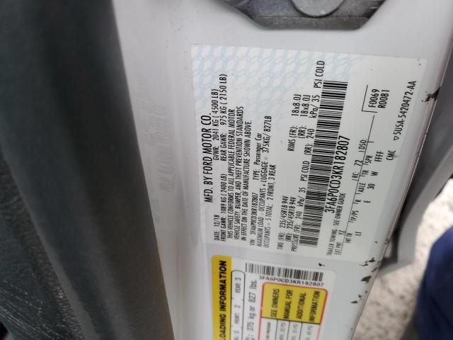 3FA6P0CD3KR182807 Ford FUSION SEL