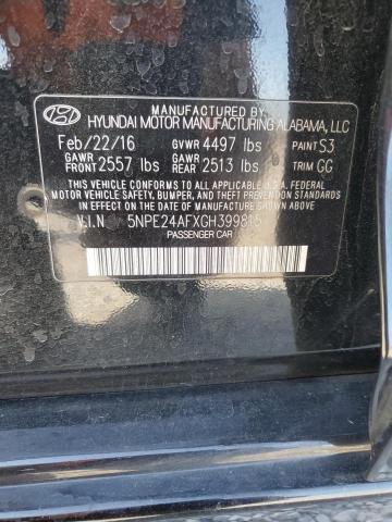 VIN: 5NPE24AFXGH399815 Auction: COPART Lot: 54302003 Location: NV - LAS VEGAS 5NPE24AFXGH399815 HYUNDAI SONATA 2016 BLACK Photo 12