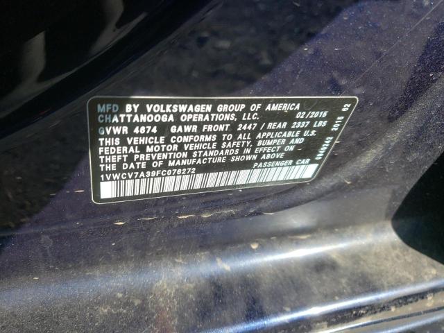 2015 VOLKSWAGEN PASSAT SEL - 1VWCV7A39FC076272