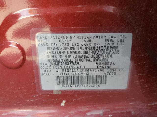 3N1CN7AP8KL876228 Nissan VERSA S