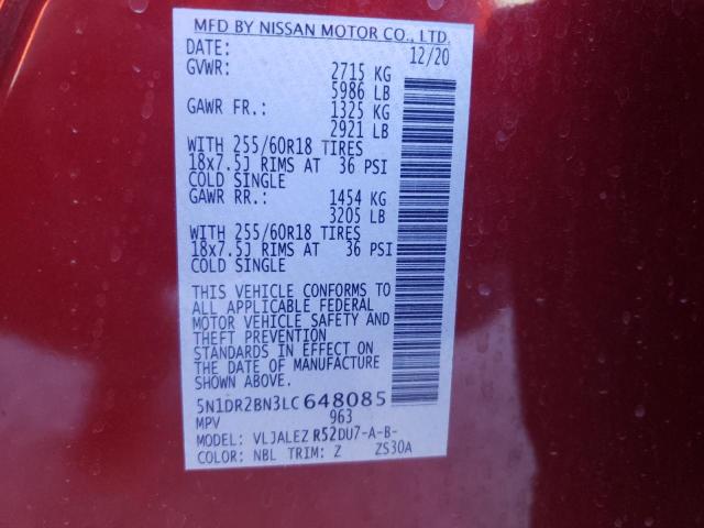 5N1DR2BN3LC648085 Nissan Pathfinder Sv