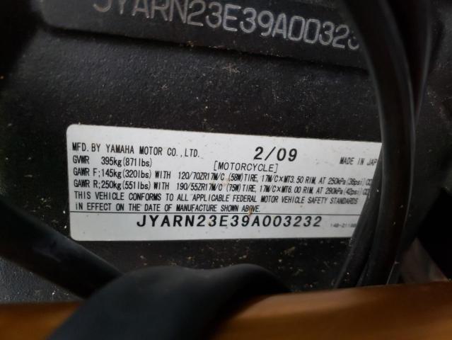 2009 YAMAHA MOTORCYCLE JYARN23E39A003232