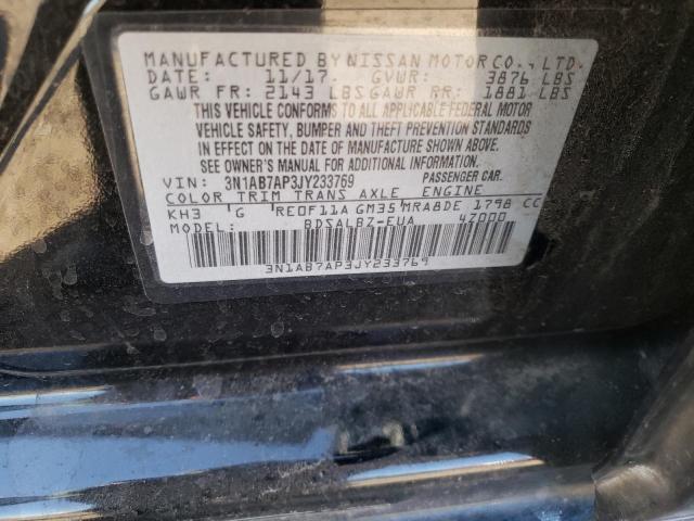 3N1AB7AP3JY233769 Nissan SENTRA S