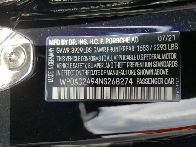 2022 PORSCHE 911 GT3 - WP0AC2A94NS268274