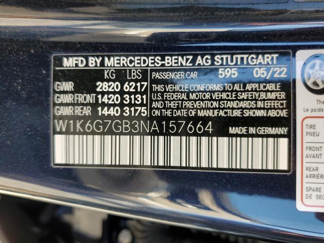 2022 MERCEDES-BENZ S 580 4MAT - W1K6G7GB3NA157664