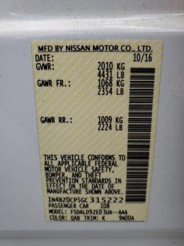 1N4BZ0CP5GC315222 Nissan LEAF SV