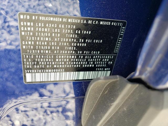 2022 VOLKSWAGEN TAOS SE - 3VVRX7B22NM088632