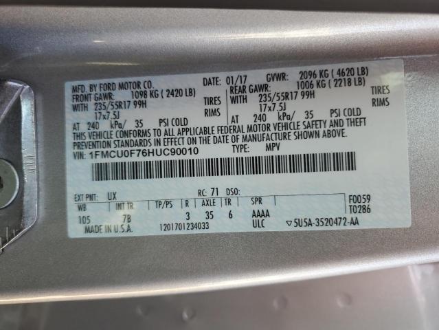 1FMCU0F76HUC90010 Ford ESCAPE S