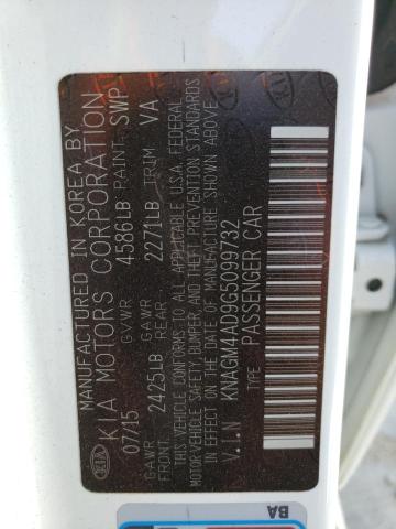 KNAGM4AD9G5099732 KIA OPTIMA HYBRID