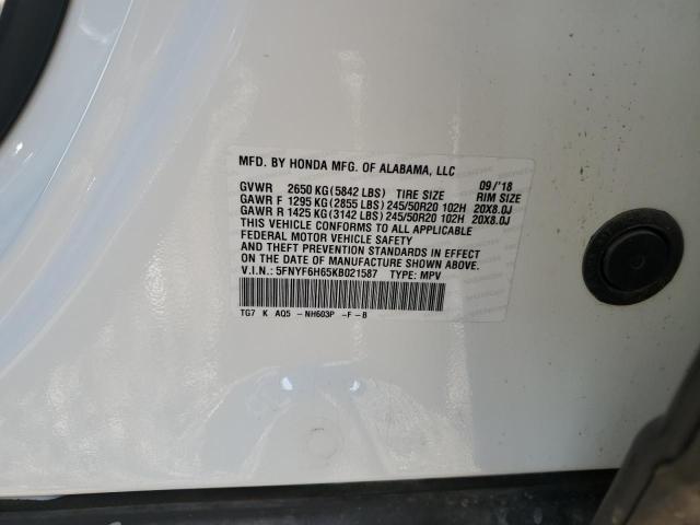 2019 TOYOTA PILOT - 5FNYF6H65KB021587