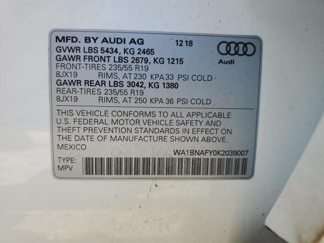 WA1BNAFY0K2039007 2019 AUDI Q5, photo no. 13