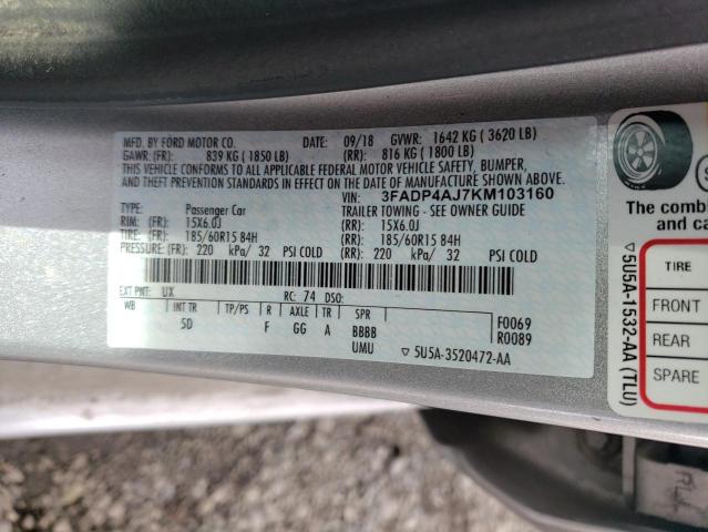 2019 FORD FIESTA S - 3FADP4AJ7KM103160