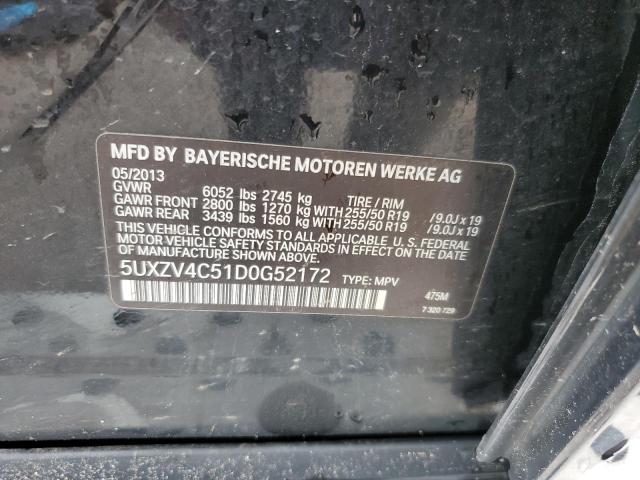 VIN 5UXZV4C51D0G52172 2013 BMW X5, Xdrive35I no.12