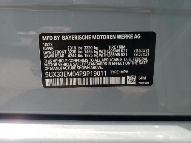 2023 BMW X7 M60I 5UX33EM04P9P19011