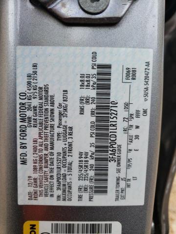 3FA6P0CD1LR152710 Ford FUSION SEL