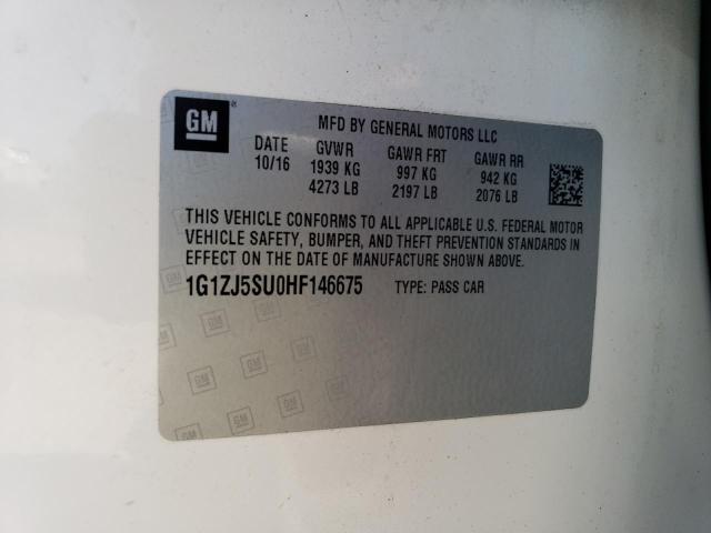 2017 CHEVROLET MALIBU HYB - 1G1ZJ5SU0HF146675