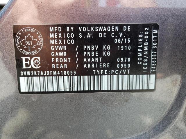 2015 VOLKSWAGEN JETTA BASE - 3VW2K7AJXFM418099