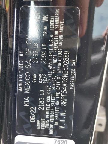 3KPF54AD3NE502889 KIA Forte Gt Line