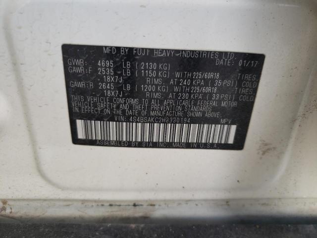 4S4BSAKC2H3330194 Subaru Outback 2.5i Limited
