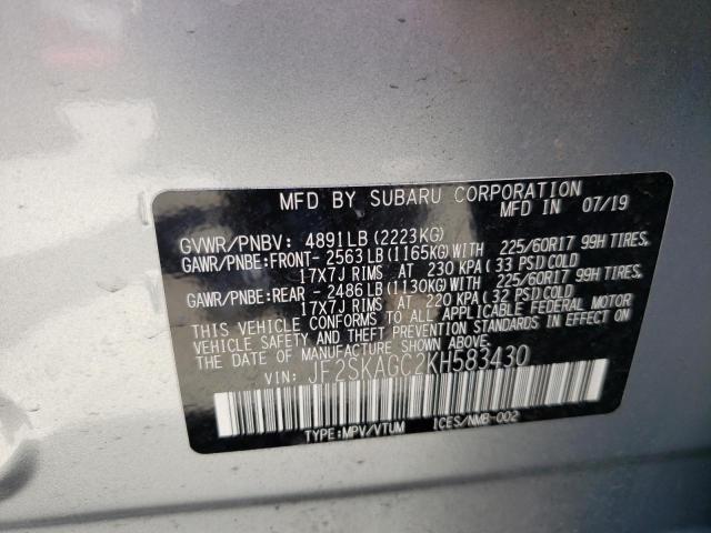 JF2SKAGC2KH583430 Subaru Forester Premium