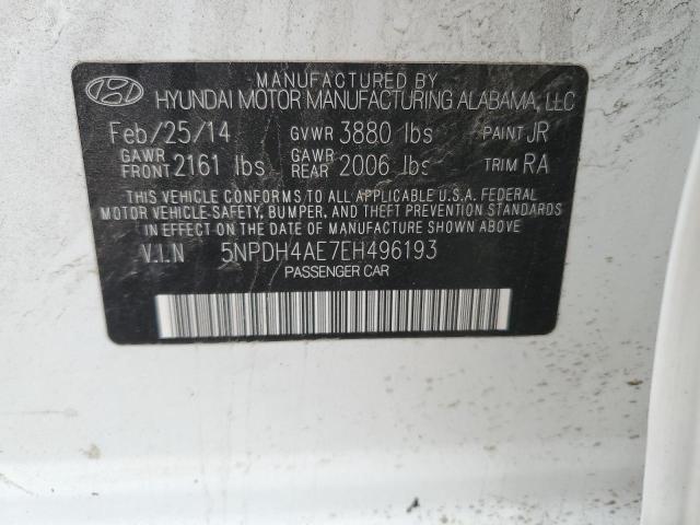 5NPDH4AE7EH496193 Hyundai ELANTRA SE
