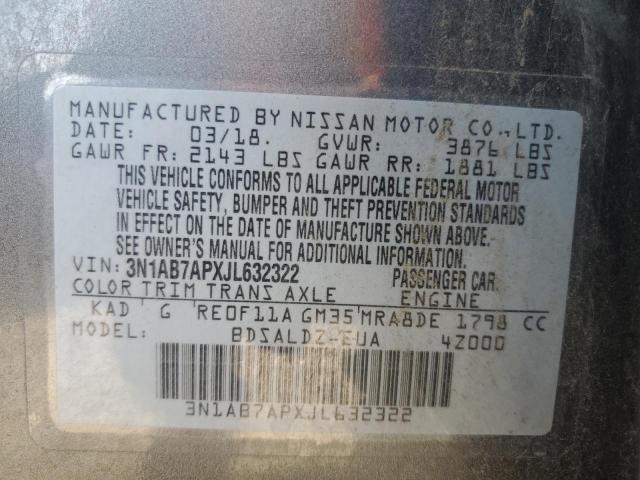 3N1AB7APXJL632322 Nissan SENTRA S