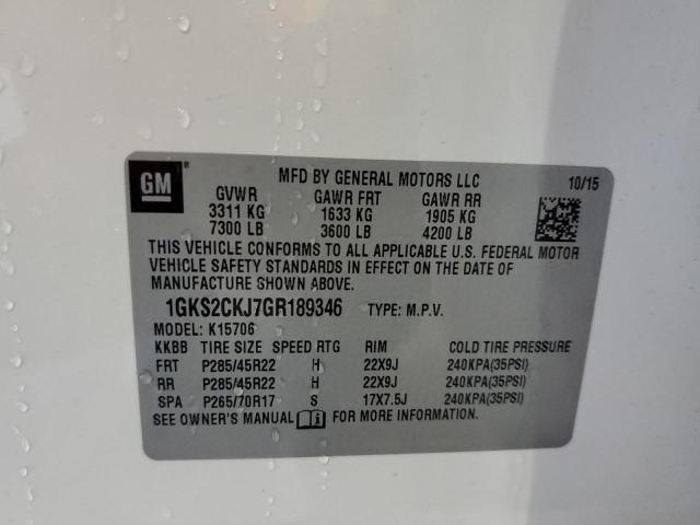 1GKS2CKJ7GR189346 GMC YUKON DENALI