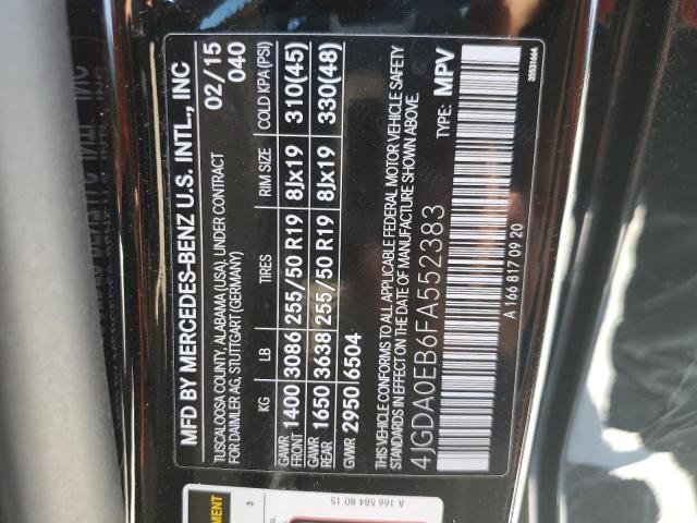 2015 MERCEDES-BENZ ML 250 BLU - 4JGDA0EB6FA552383