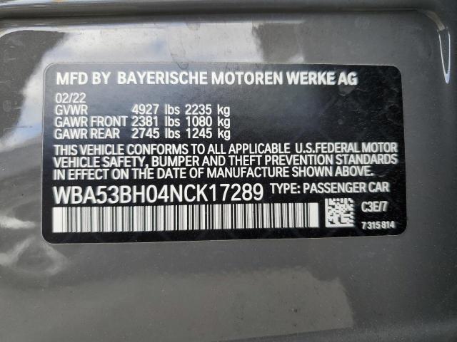 WBA53BH04NCK17289 BMW 530 I