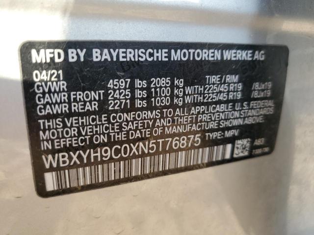 VIN WBXYH9C0XN5T76875 2022 BMW X2, Sdrive28I no.12