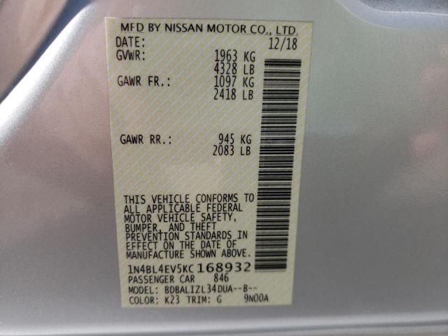 1N4BL4EV5KC168932 Nissan ALTIMA SL