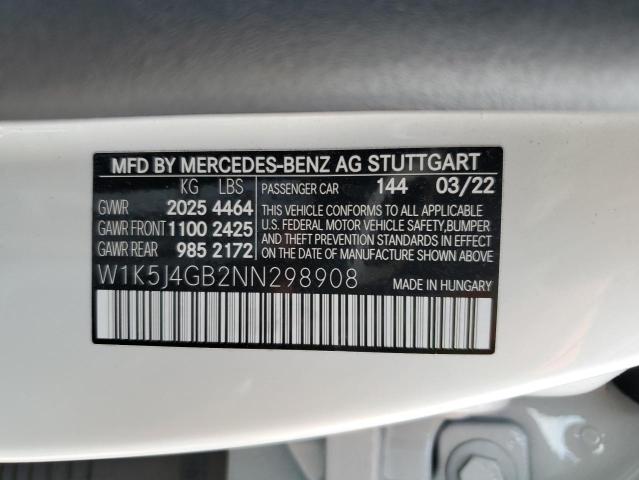 W1K5J4GB2NN298908 Mercedes-Benz CLA 250