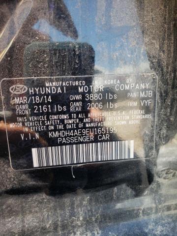 KMHDH4AE9EU165195 Hyundai ELANTRA SE