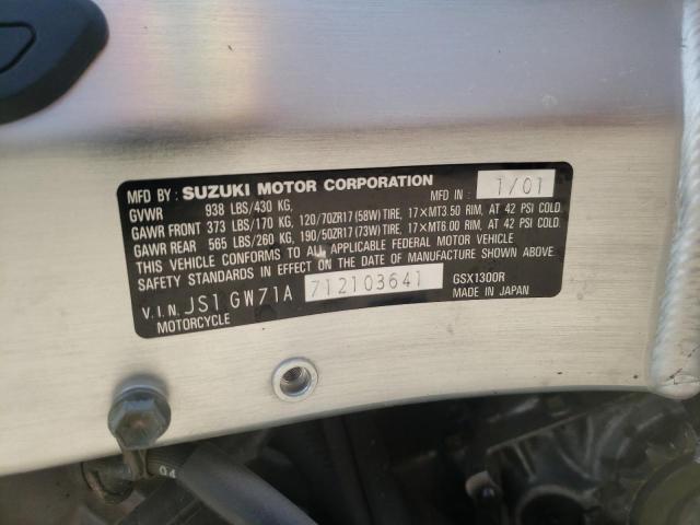2001 SUZUKI GSX1300 R JS1GW71A712103641