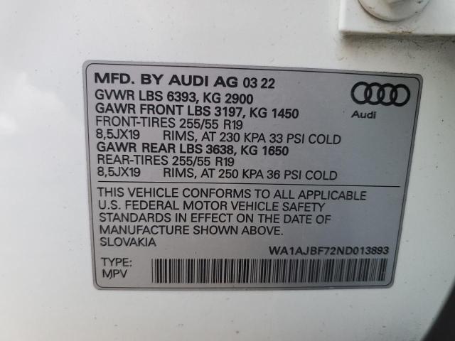 VIN WA1AJBF72ND013893 2022 Audi Q7, Premium no.12