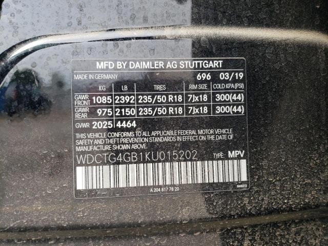 WDCTG4GB1KU015202 Mercedes-Benz Gla 250 4matic