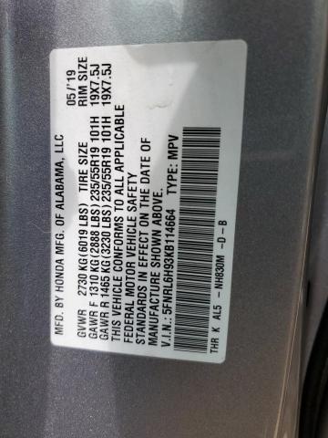 5FNRL6H93KB114664 2019 HONDA ODYSSEY, photo no. 13