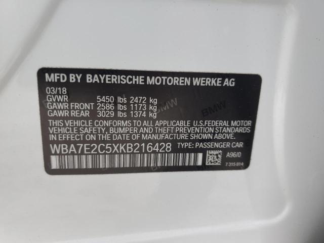 2019 BMW 740 I - WBA7E2C5XKB216428