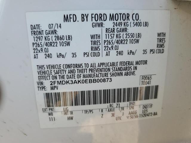2FMDK3AK0EBB00873 Ford EDGE SPORT