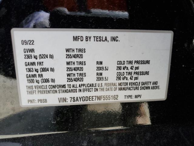7SAYGDEE7NF555162 Tesla Model Y