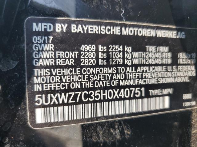 5UXWZ7C35H0X40751 BMW X3 Sdrive28i
