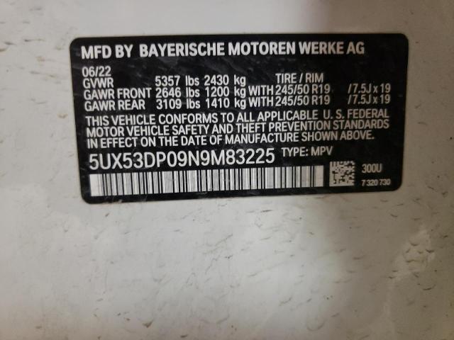 5UX53DP09N9M83225 BMW X3 Xdrive30i