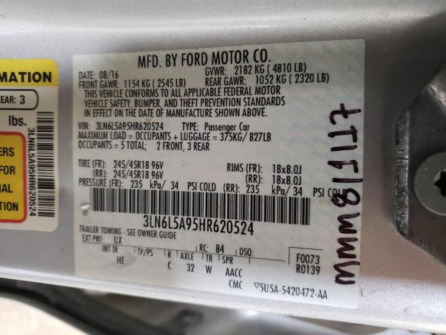 2017 LINCOLN MKZ PREMIE 3LN6L5A95HR620524