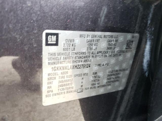 1GKKNKLAXHZ279124 GMC ACADIA SLE