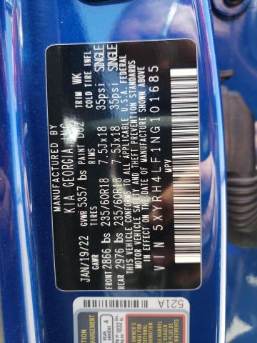 5XYRH4LF1NG101685 KIA SORENTO EX