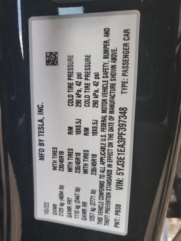 5YJ3E1EA3PF397348 Tesla MODEL 3